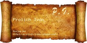 Prolich Iván névjegykártya